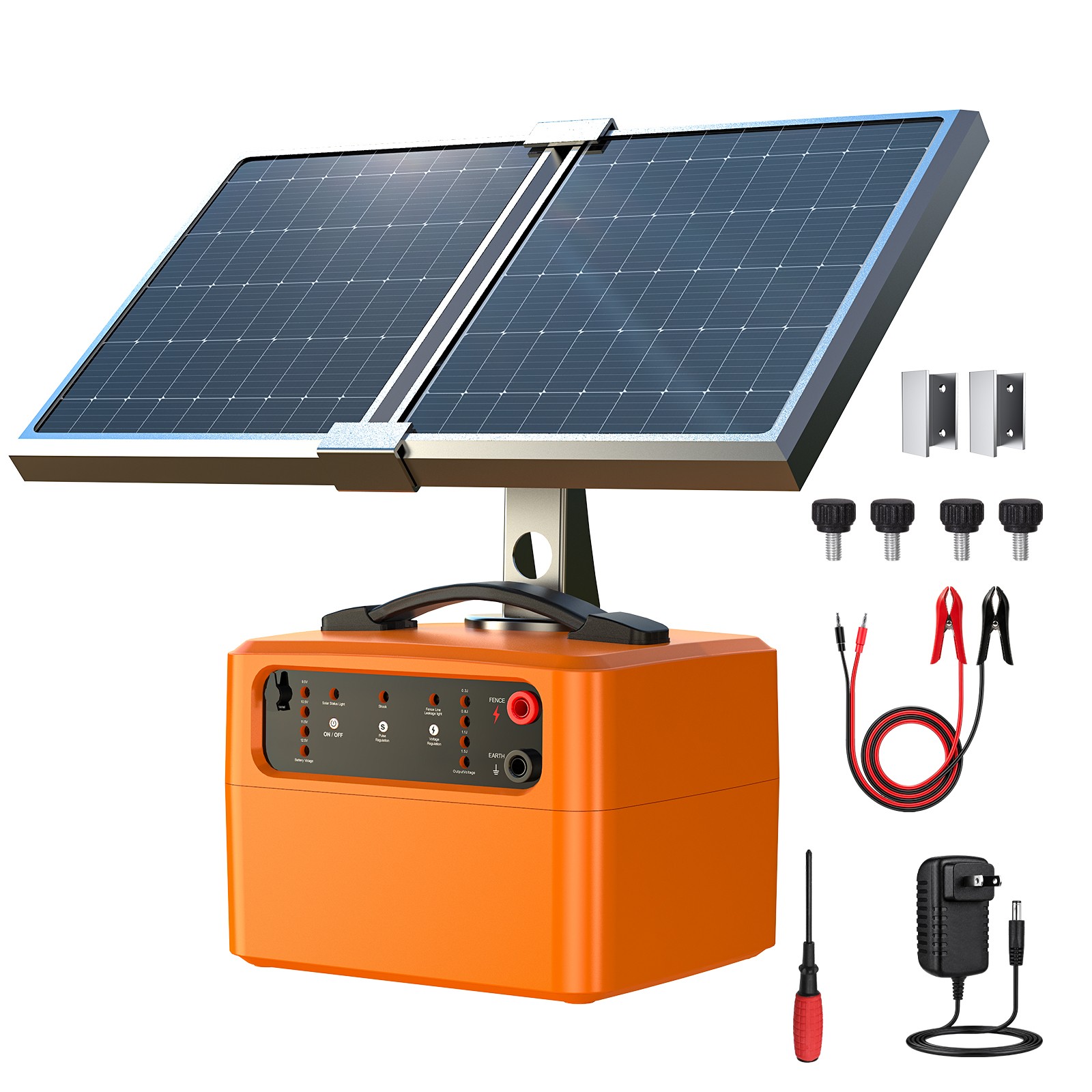30-Mile 15W Solar Electric Fence Charger Fence Energizer Day/Night for Livestock