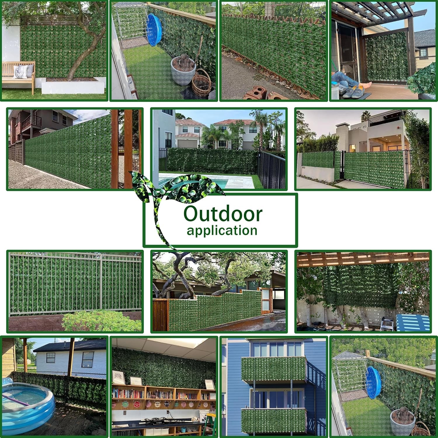 Artificial Ivy Privacy Fence Wall Screen,60X120 in UV-Anti 60*120 IN, Green