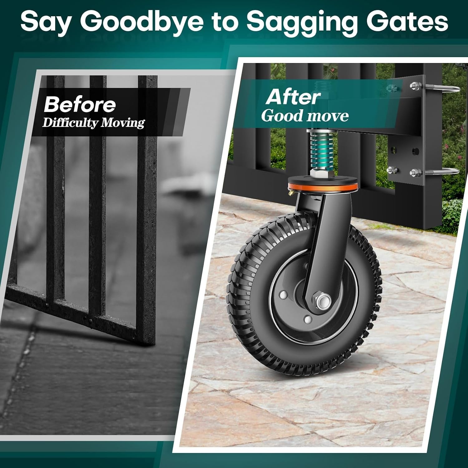 Easy Install Gate Wheel – Fits Metal & Wood Gates