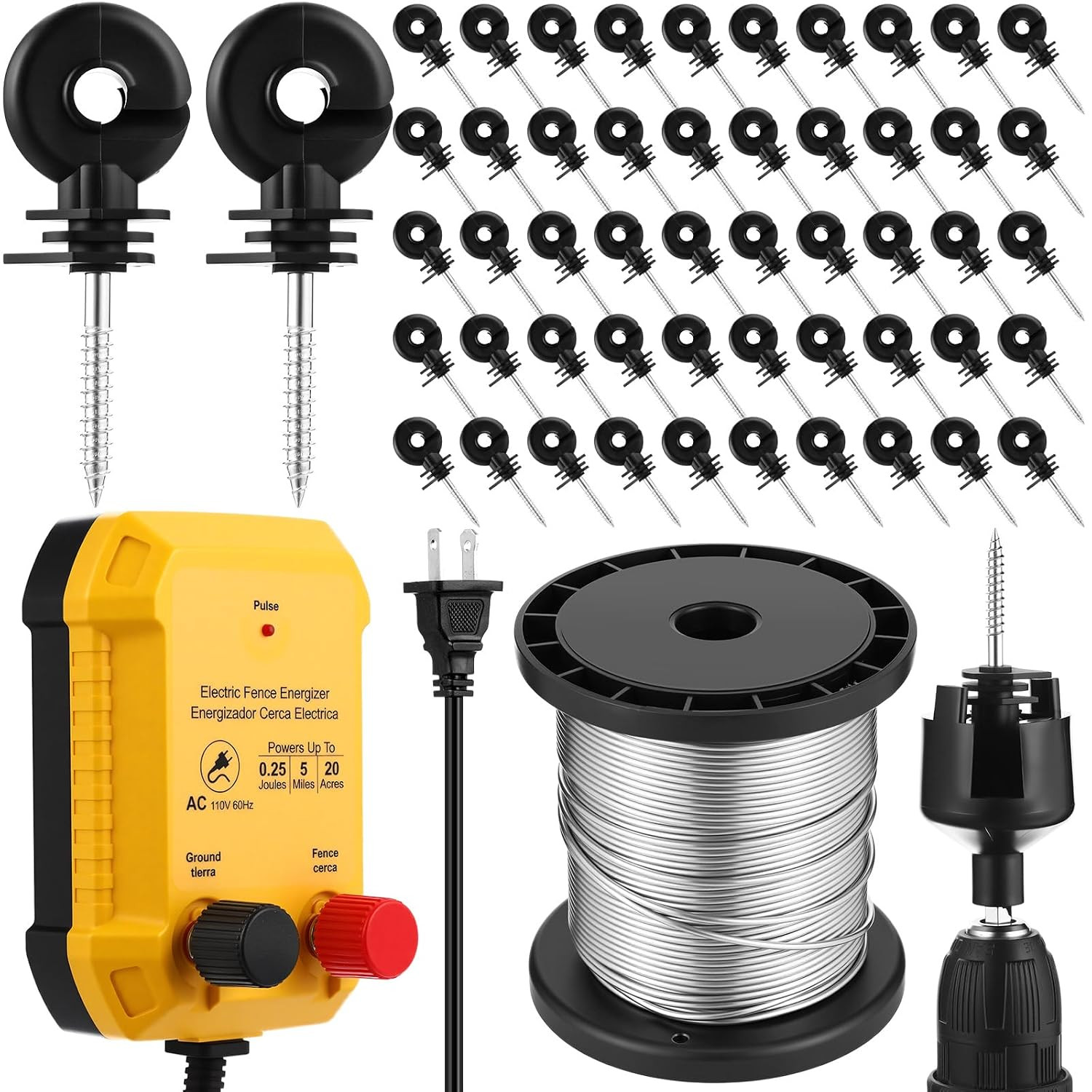 Electric Fence for Preventing Animals Intruding 2 Mile 110VAC 0.25 Joule Electri