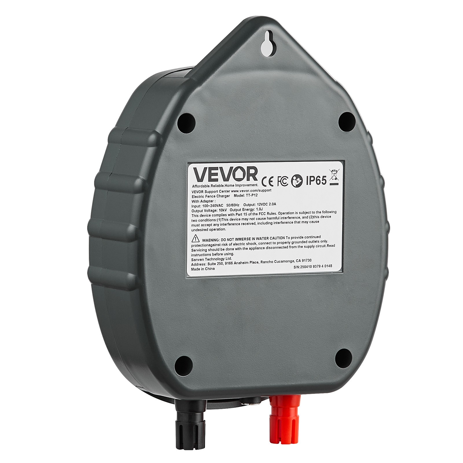 VEVOR Electric Fence Charger 10kV 1J AC DC Electric Fence Energizer 1.86m Range