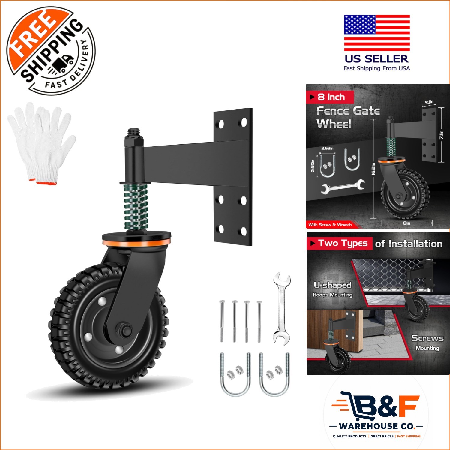 Professional Grade 8 Inch Gate Wheel – 600lb Capacity, Multi-Surface Design