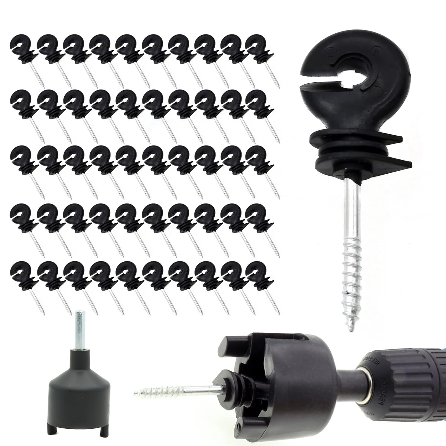 120 Pcs Electric Fence Insulator Screw-in Insulator Fence Ring Post Wood Post…