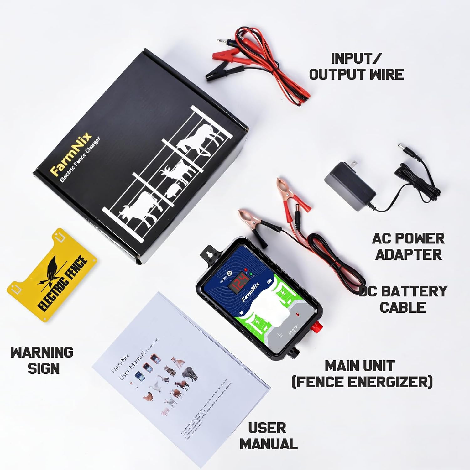 12KV Electric Fence Charger,15 Miles Electric Fence 4 Joules Pulse Energy,Waterp