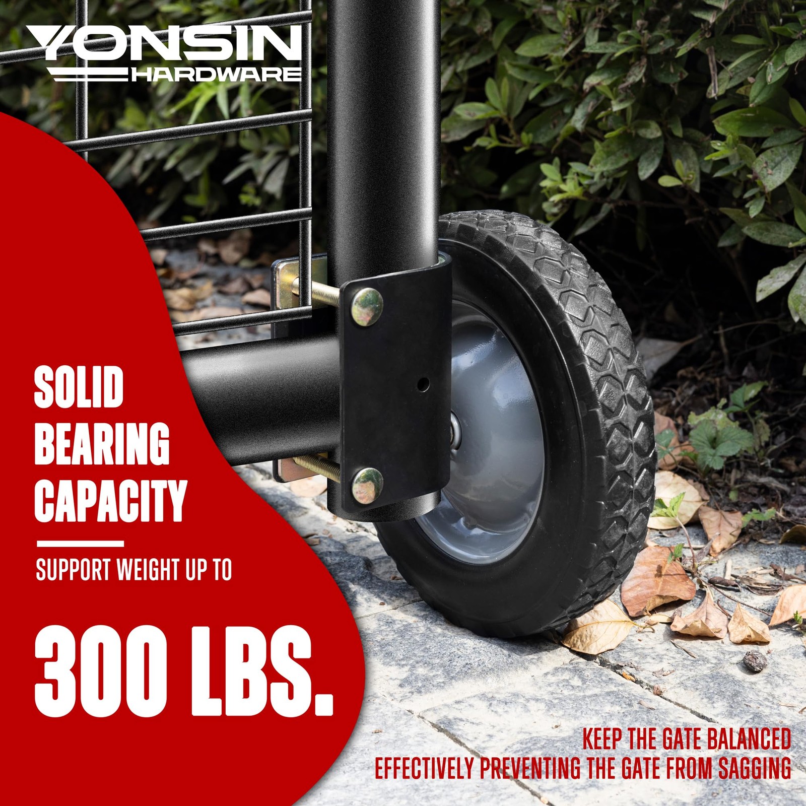 YONSIN 8″ Heavy Duty Gate Wheel Caster For Metal Tube Gate, Gate Helper Suppo…