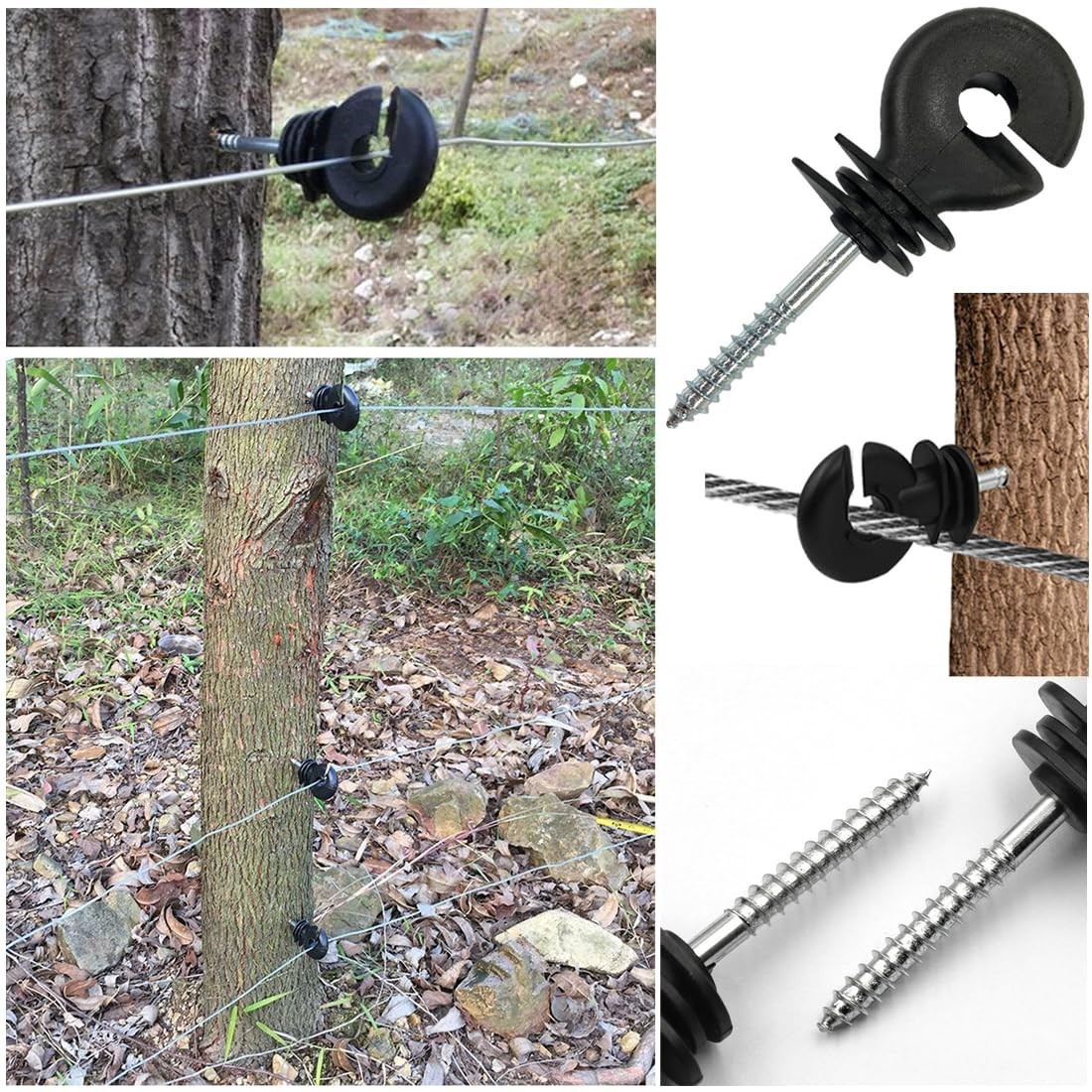 15 Pack Electric Fence Insulator Black Screw-in Nail Insulators Fence Post In…