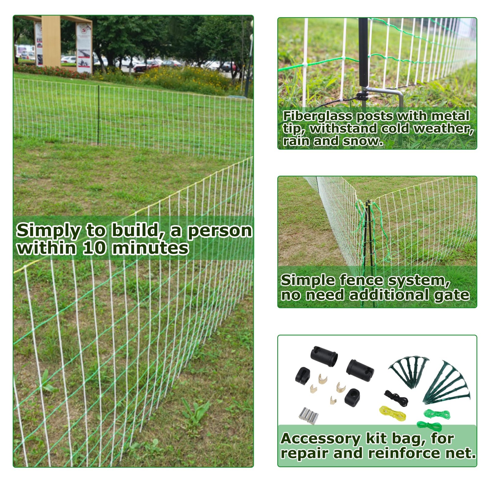 Electric Fence Netting – Chicken Fences for The Yard Semi-Rigid Net for Lives…