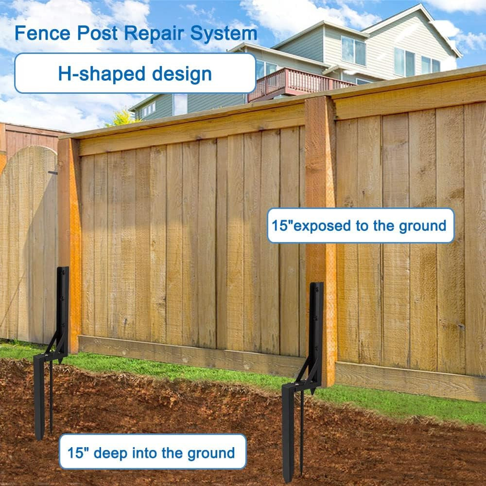 2PCS Fence Post Repair Kit Heavy Duty Fixer Anchor Ground Spike,Fence Post Suppo