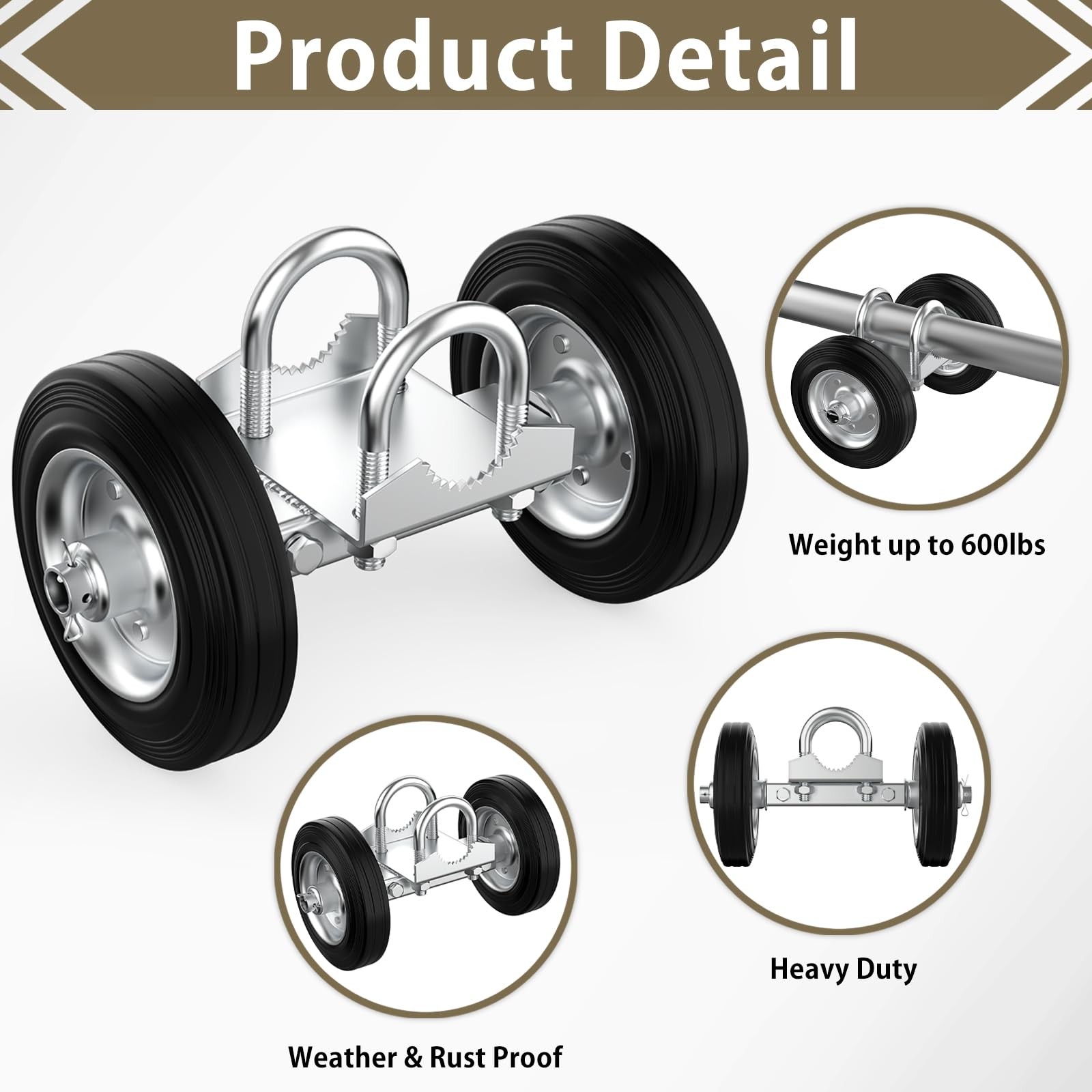 6″Rolling Gate Wheel Carrier Driveway Heavy Duty Steel Rolling Gate Rubber Wheel