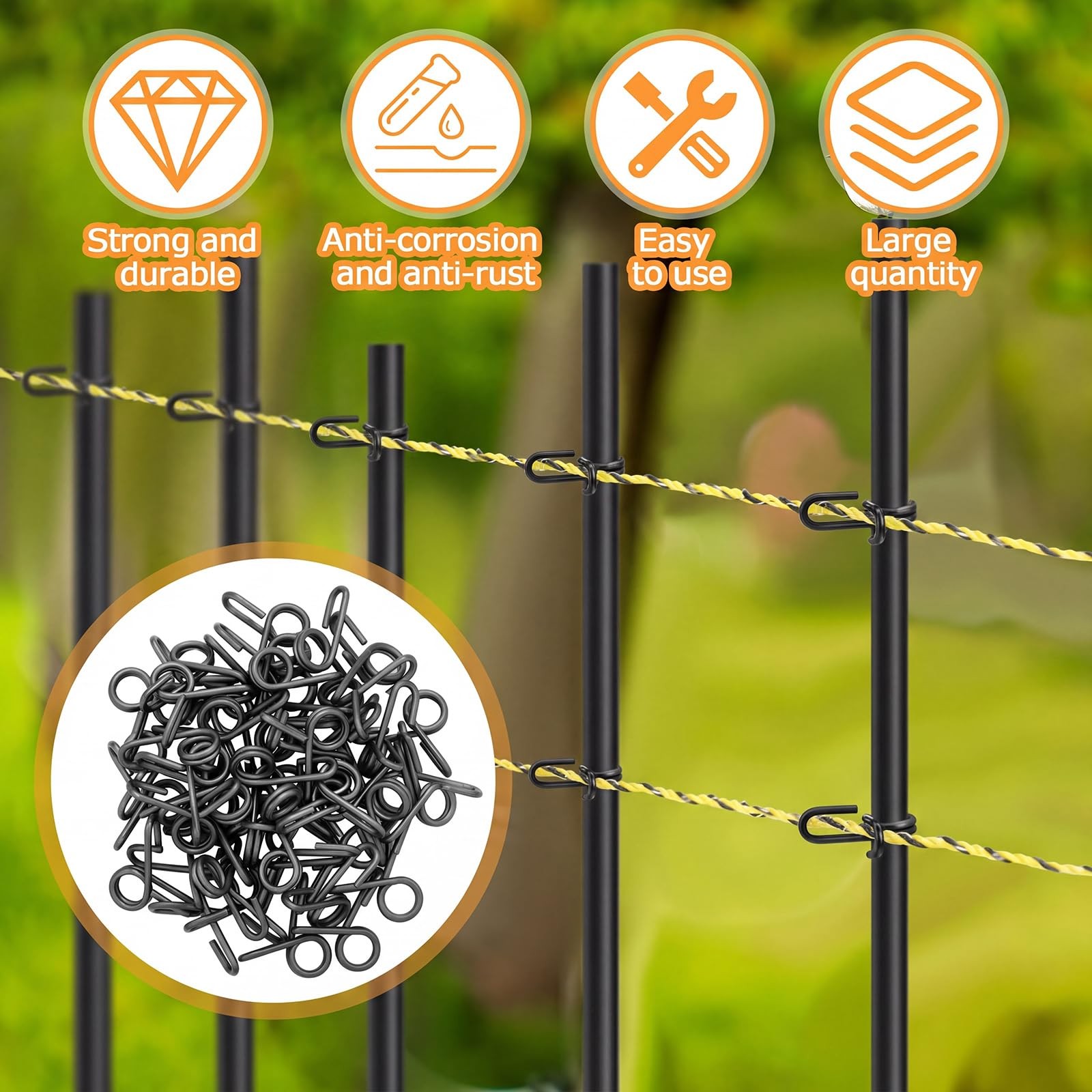 50 Pcs Stainless Steel Fiberglass Fence Post Clip Heavy Duty Wire Fasteners f…