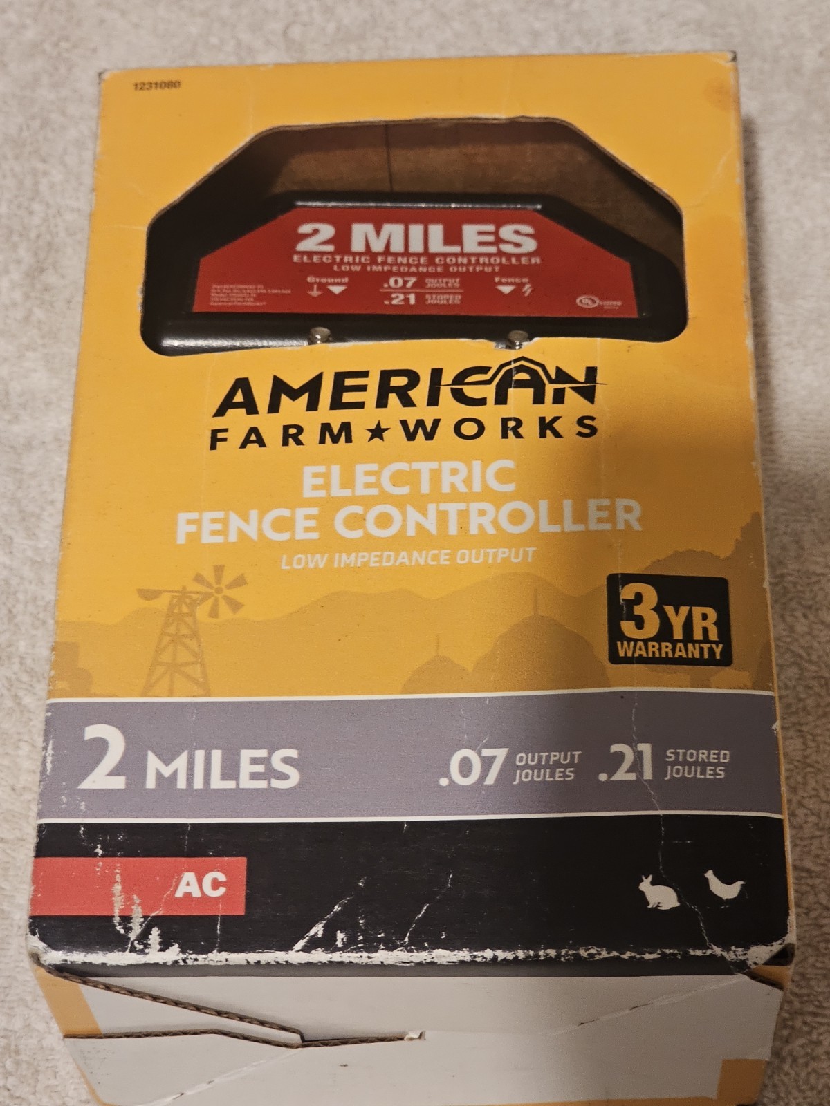 American Farm Works 2 Mile Electric Fence Controller AC Powered, New