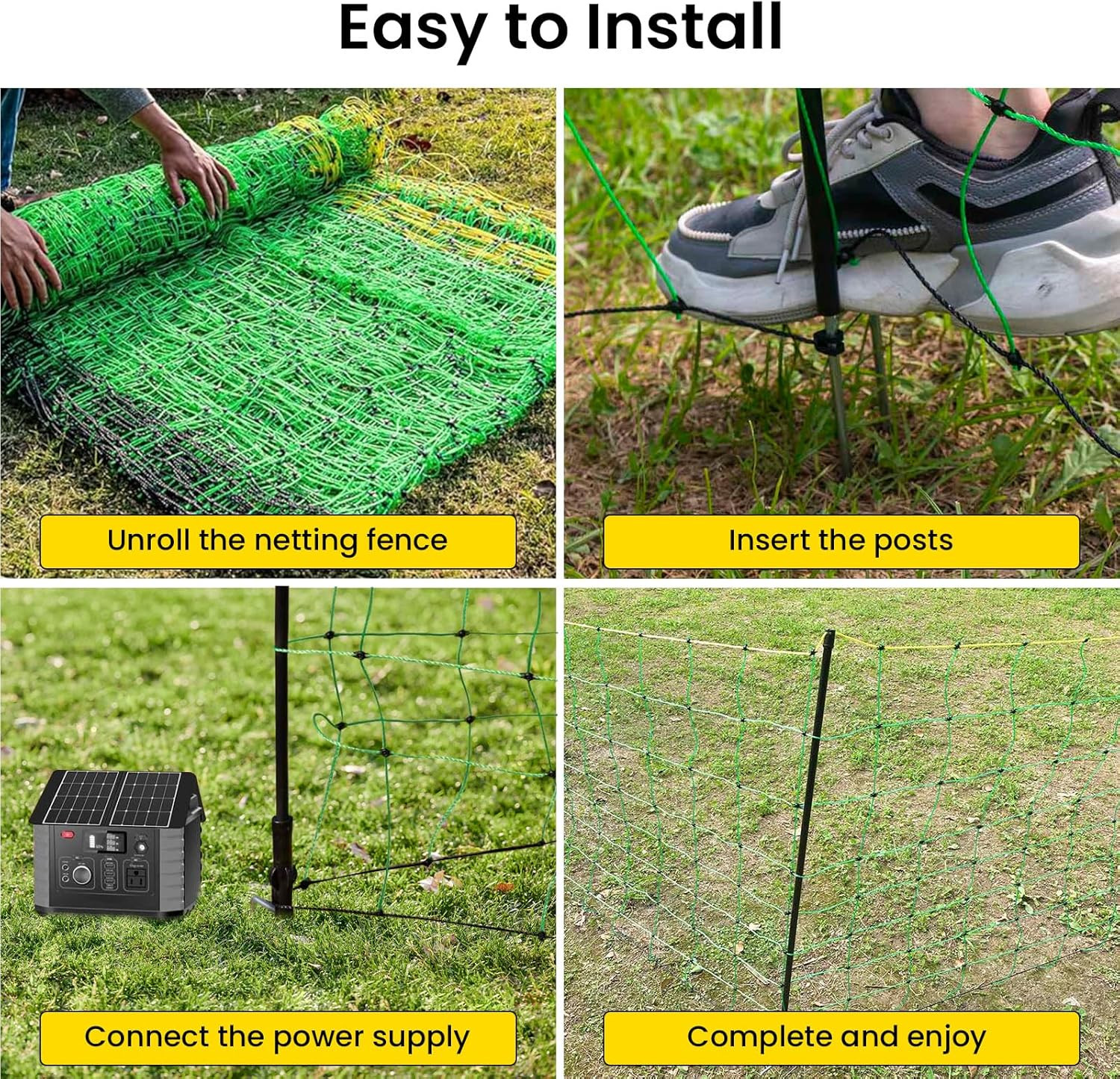 Electric Fence Netting, 164’L X 42.5″ H Movable Livestock Nets for Sheep, Hogs,