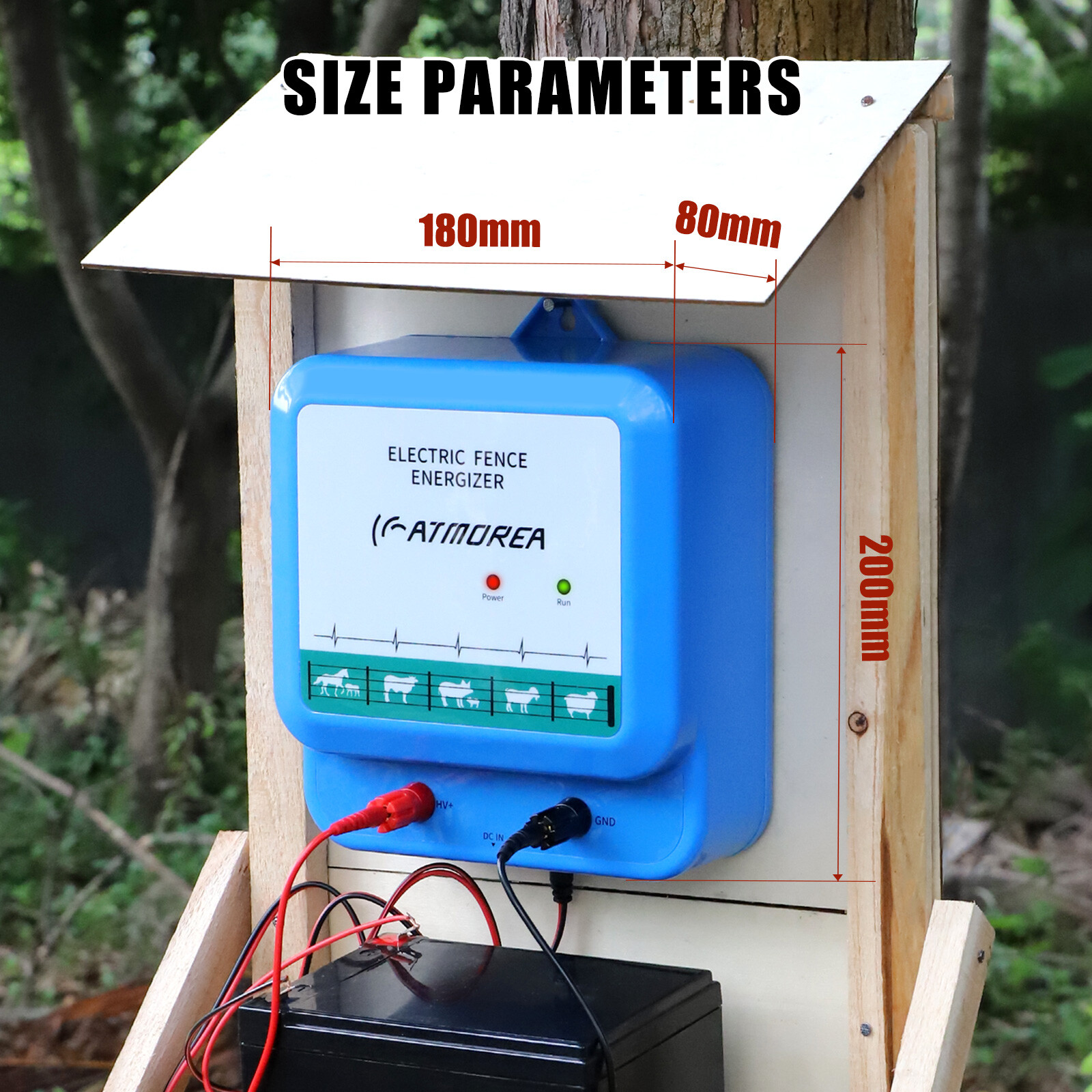 ATMOREA 4.5J 12KV AC Powered Fence Charger Up to 12KM Electric Fence Energizer