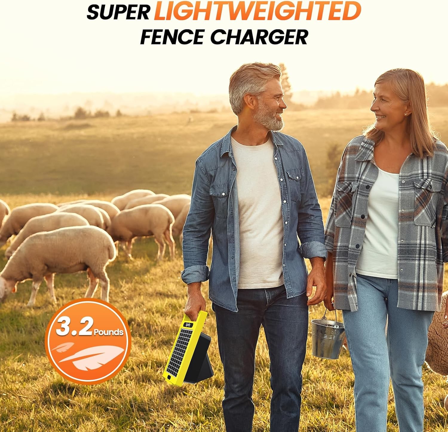 Solar Powered Electric Fence Charger 20 Mile Energizer for Livestock Animals