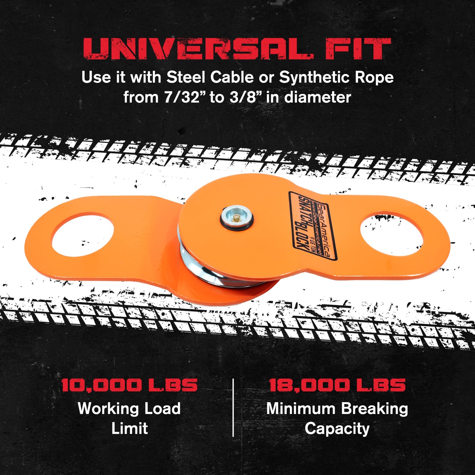 GearAmerica Winch Snatch Block Pulley, 9 US Ton (18,000 Lbs) Heavy Duty Block…