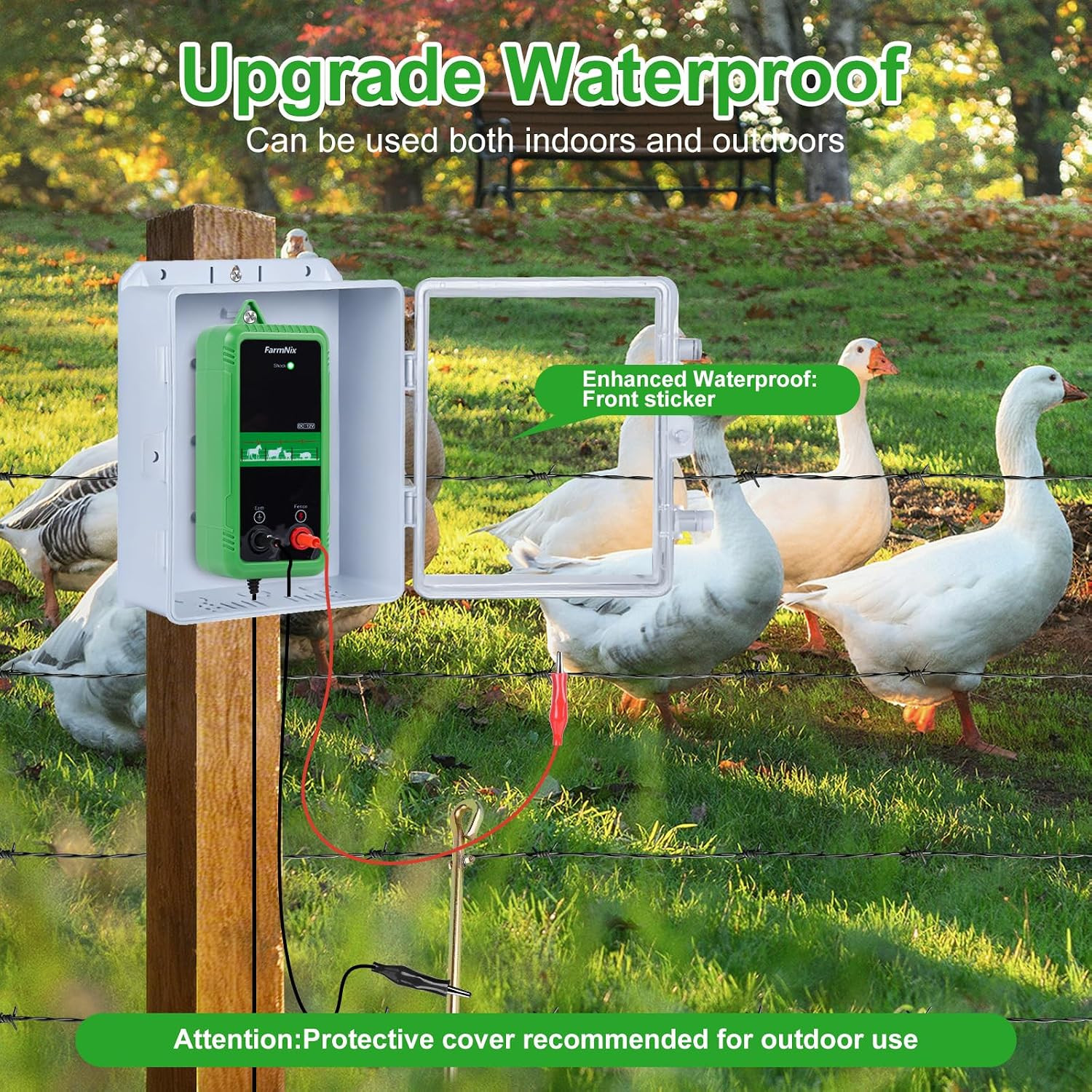 10KV Electric Fence Charger,5 Miles Electric Fence 1 Joules Pulse Energy,Waterpr