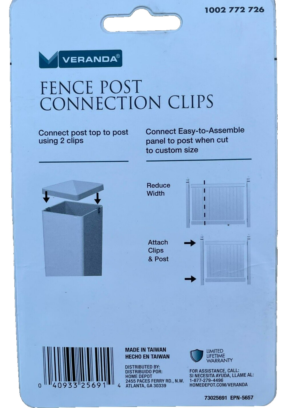 VERANDA Fence Post Connection Clips, 1002 772 726 (10 Pcs)