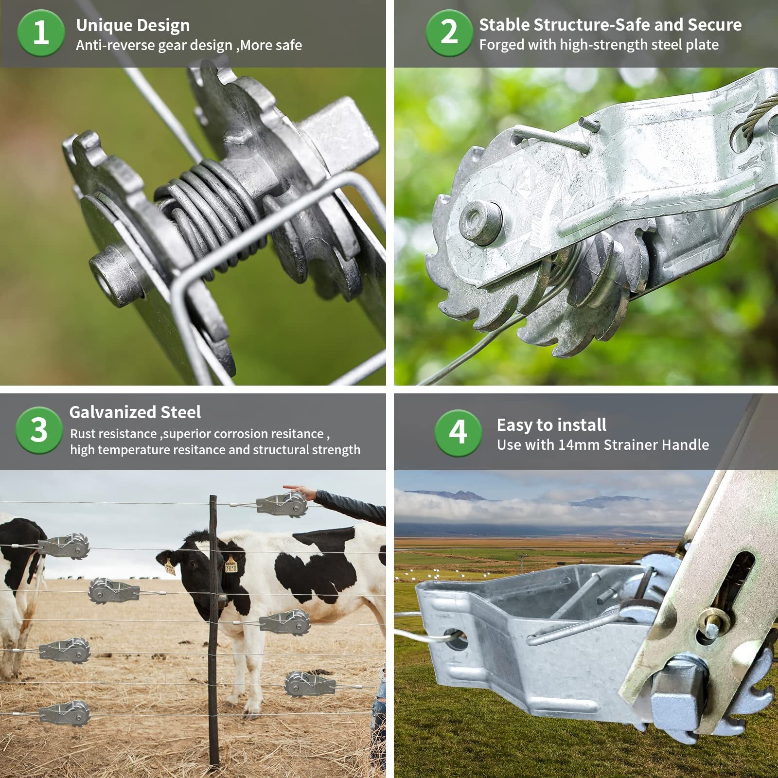 15 Pcs Heavy Duty Fence Wire Tensioner Electric Fence Stretcher for Farm Fence