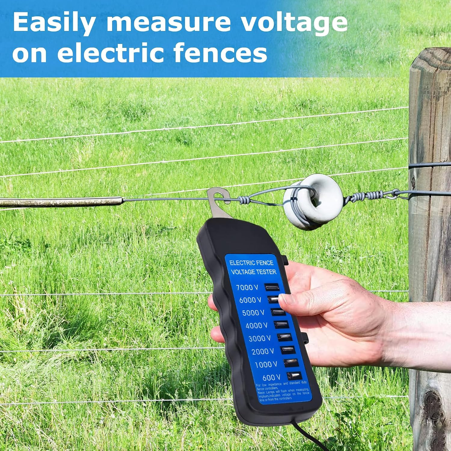 Electric Fence Voltage Tester, 7KV Fence Tester 8 Neon Indicator Lights/Fence Te