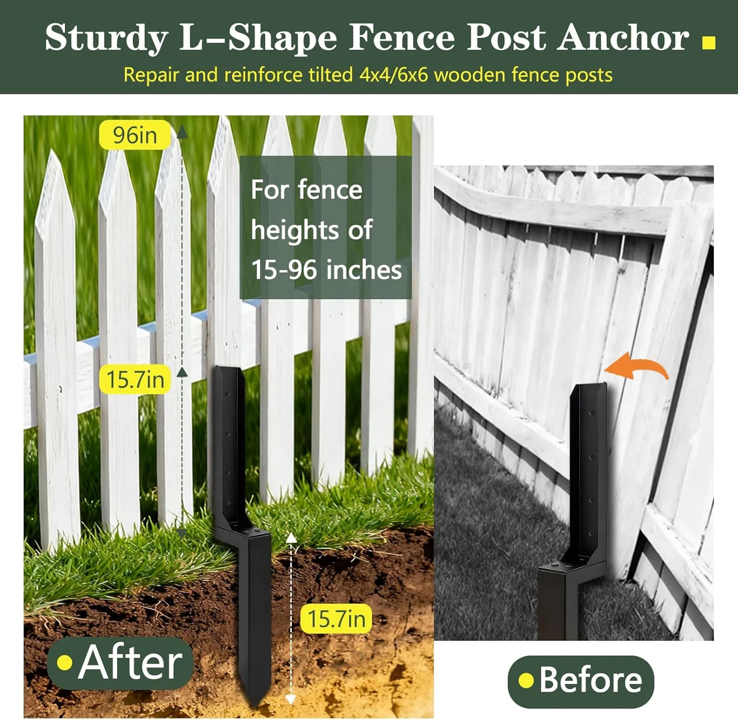Heavy Duty Fence Post Anchor, Thickened Fence Post Repair Kit, Ground Stakes for