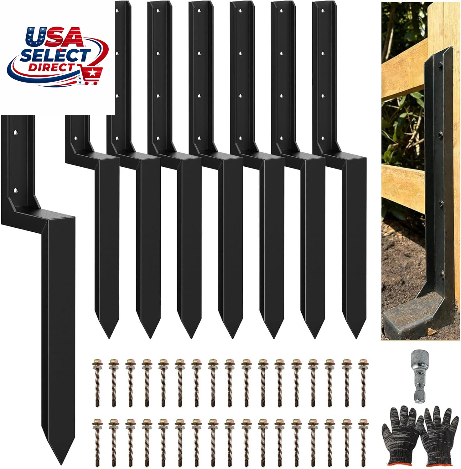 8PCS Heavy Duty Fence Post Repair Kit for Wooden Posts