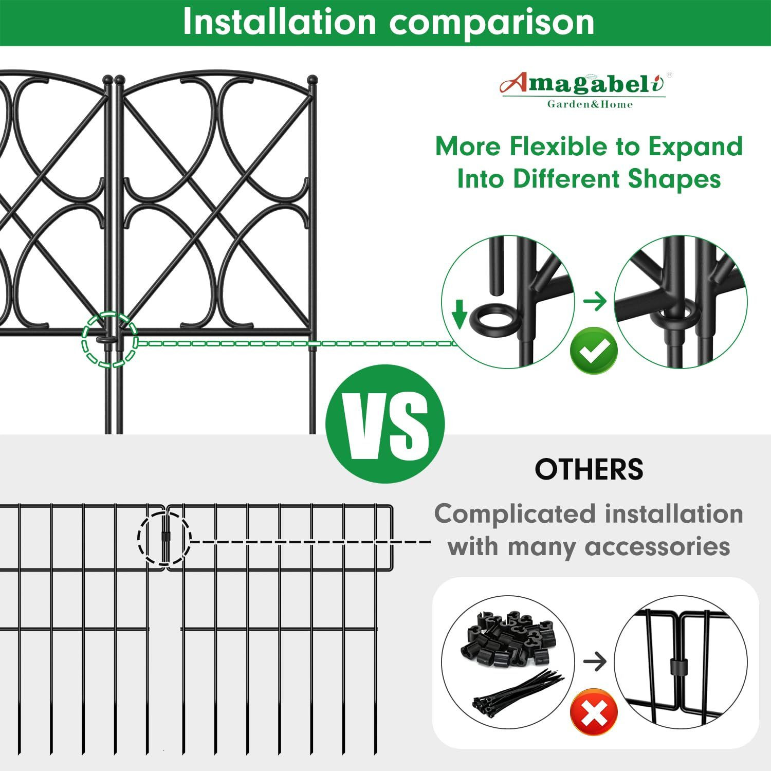 AMAGABELI GARDEN & HOME 10 Panels 24in(H) X 10ft(L), Black Diamond