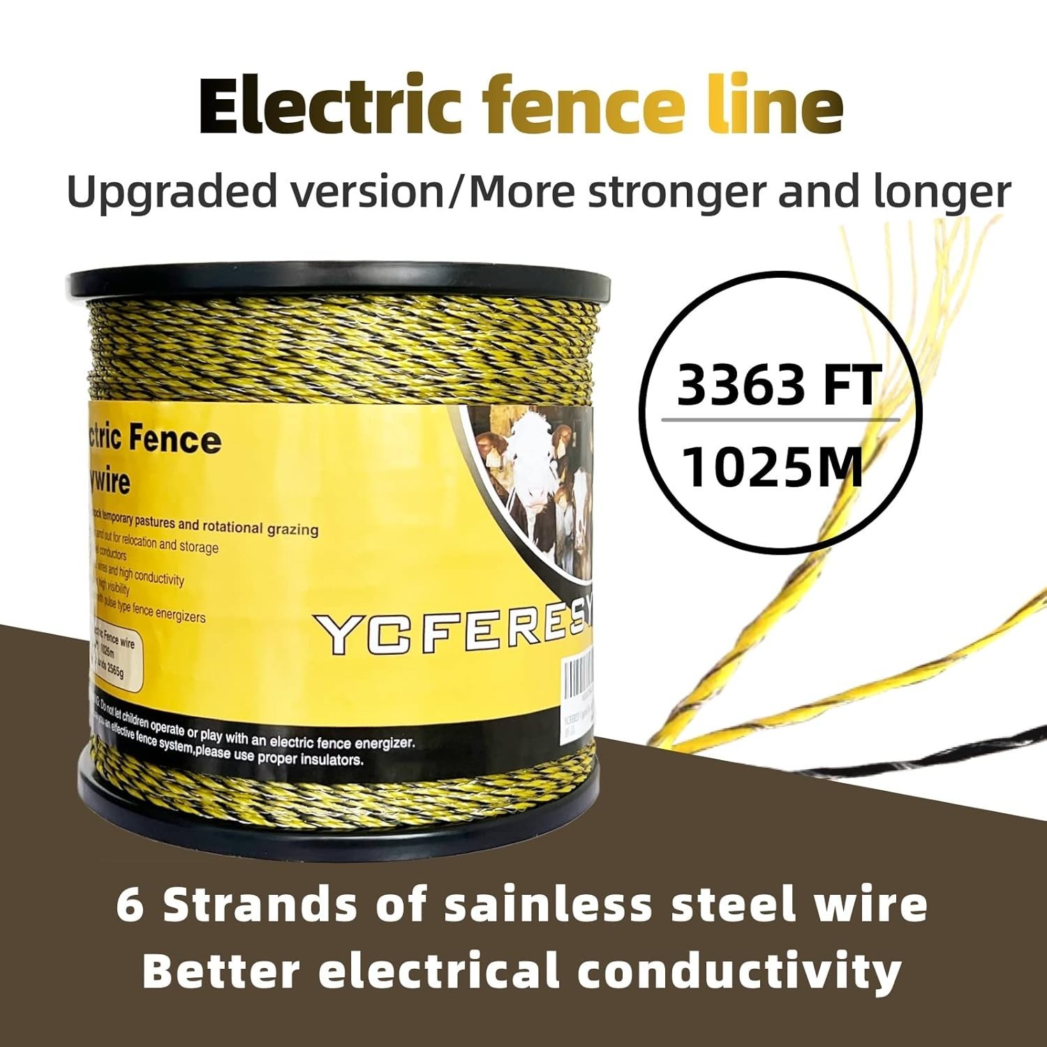 Upgraded Electric Fence Polywire 3366 Feet – UV Resistant