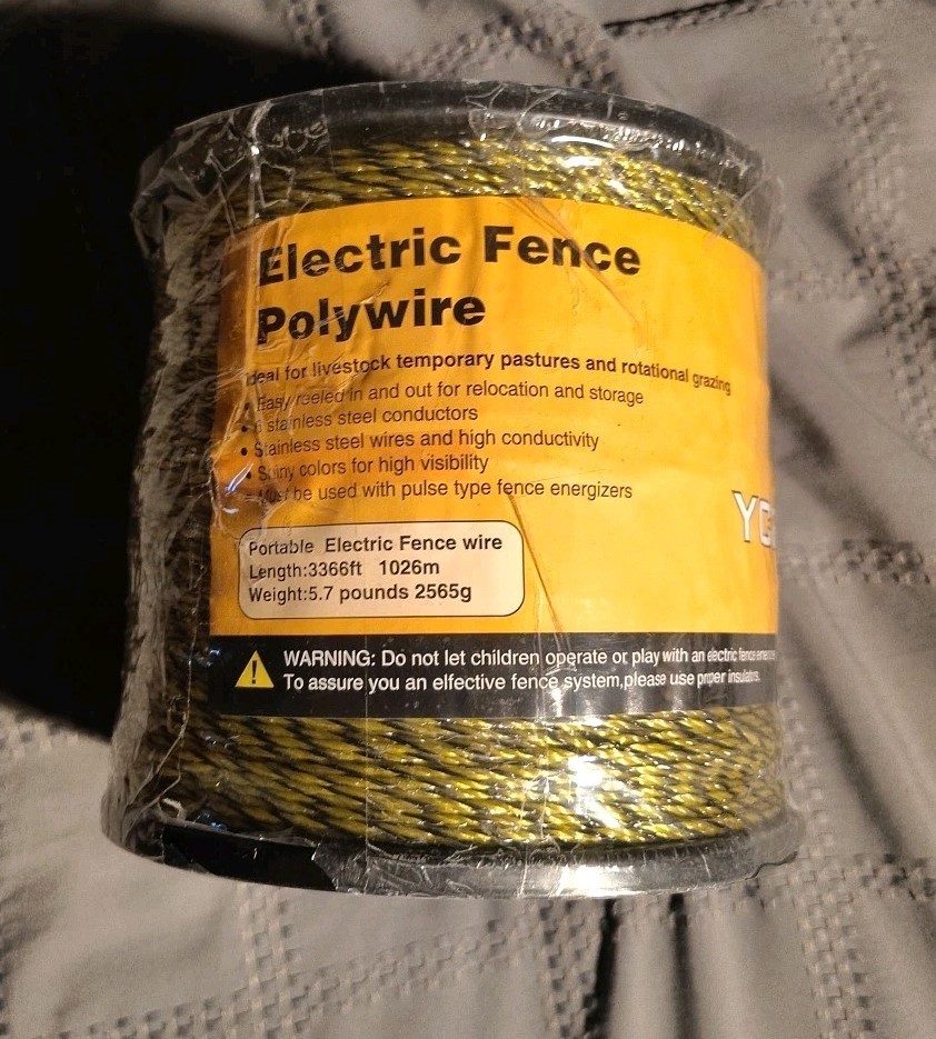Upgraded Electric Fence Polywire 3366 Feet 1026 Meters, 6 Stainless Steel Strand