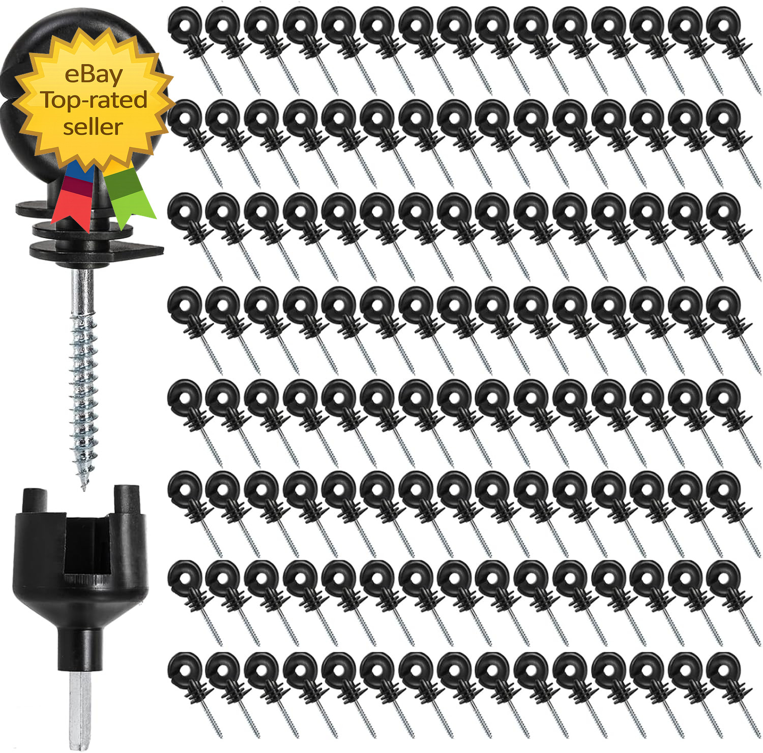 120 Pack Electric Fence Insulator Screw In Ring Post Insulator Farm Fencing Tool