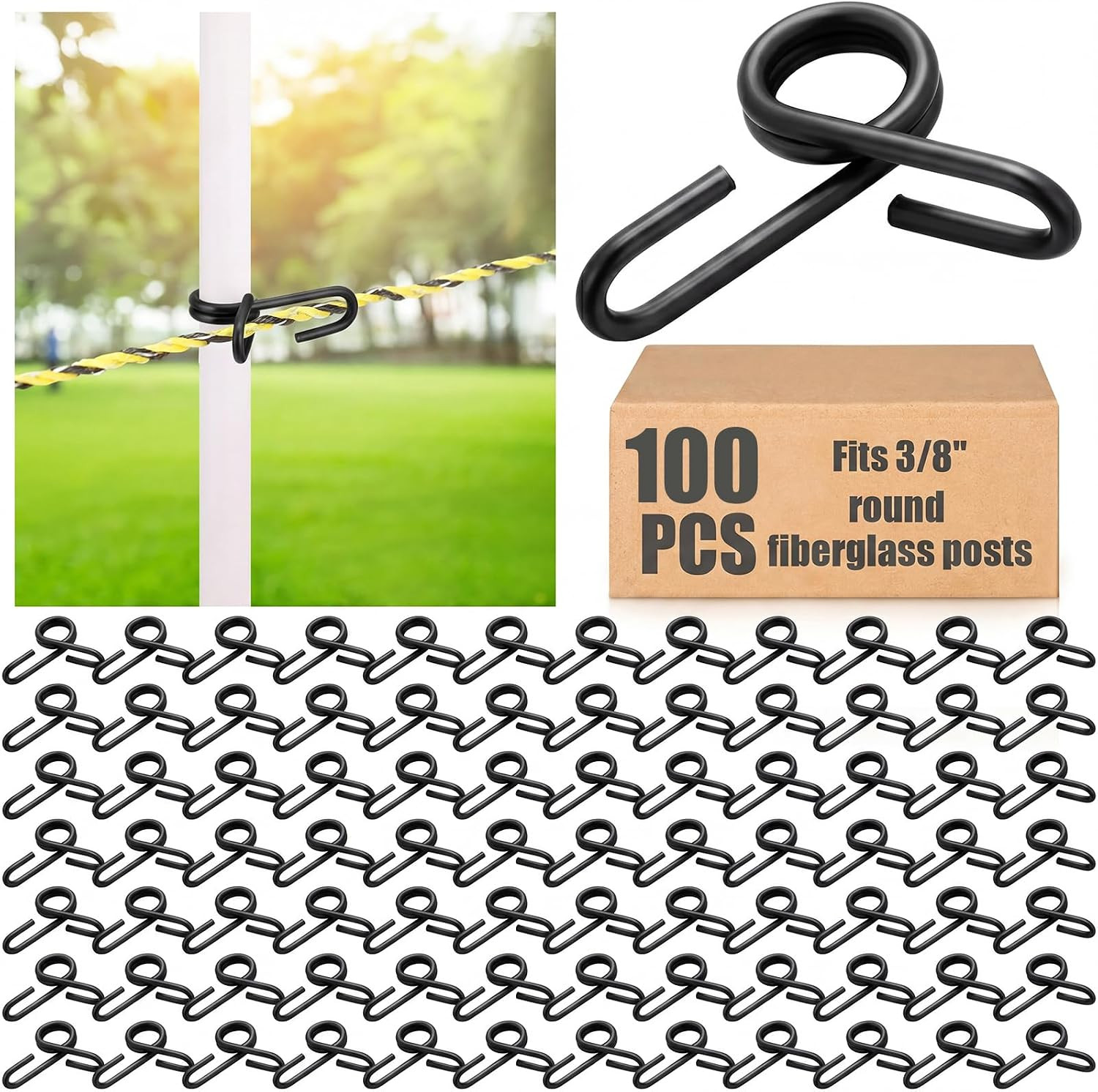 100 Pcs Stainless Steel Fiberglass Fence Post Clip Heavy Duty Wire Fasteners for