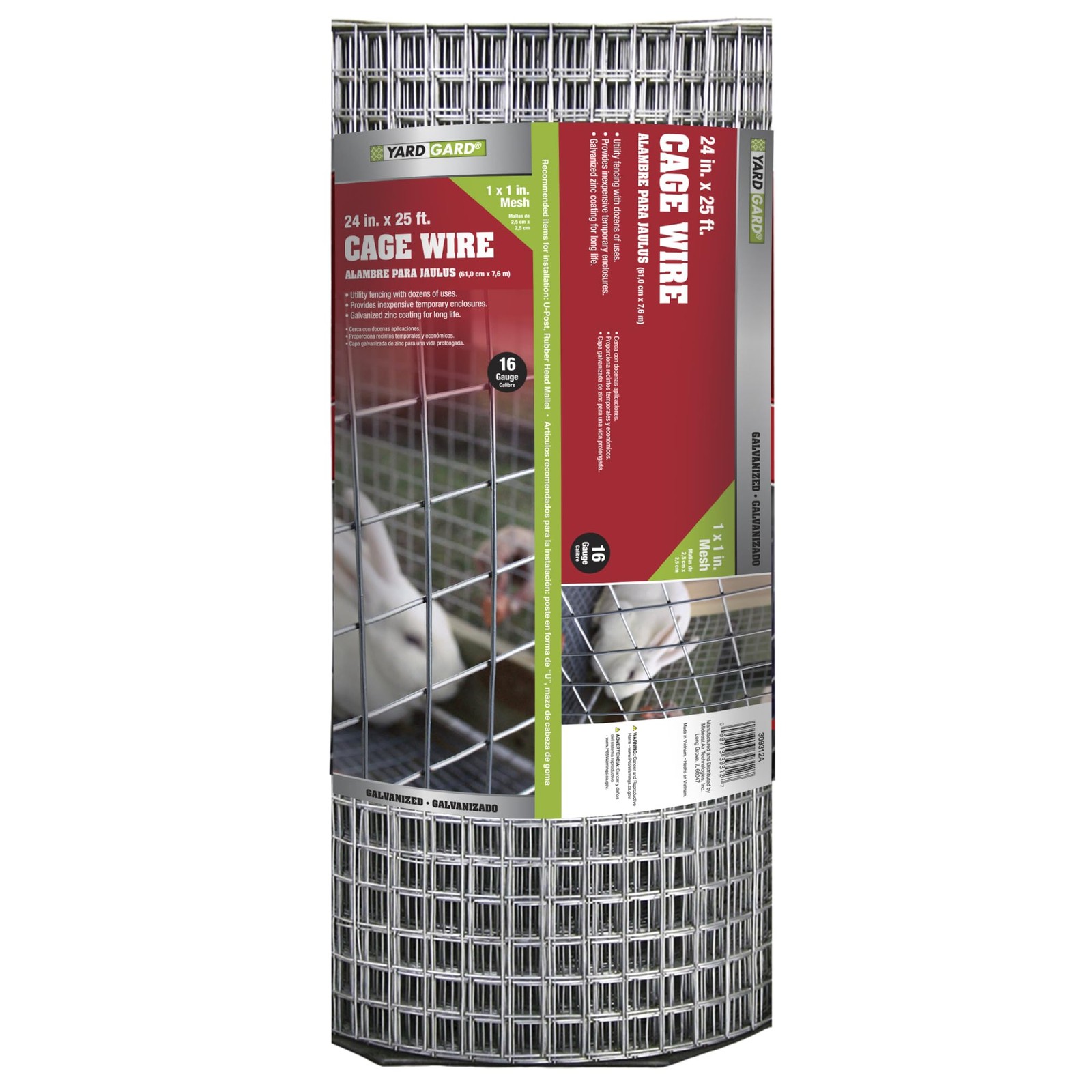YARDGARD – 1 in. Mesh Welded Wire Fence – 16‑Gauge – 24 in. x 25 ft. Galvaniz…