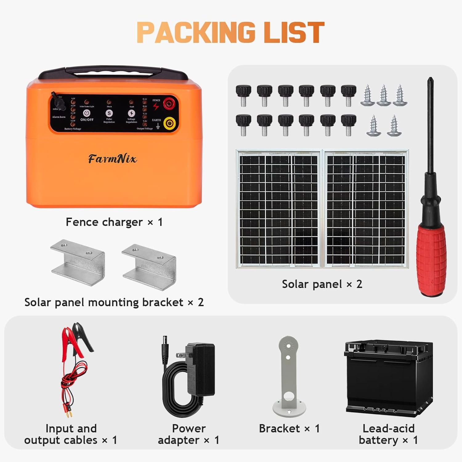 30 Miles Solar Electric Fence Charger with 15W Solar Panel,6-12KV Adjustable