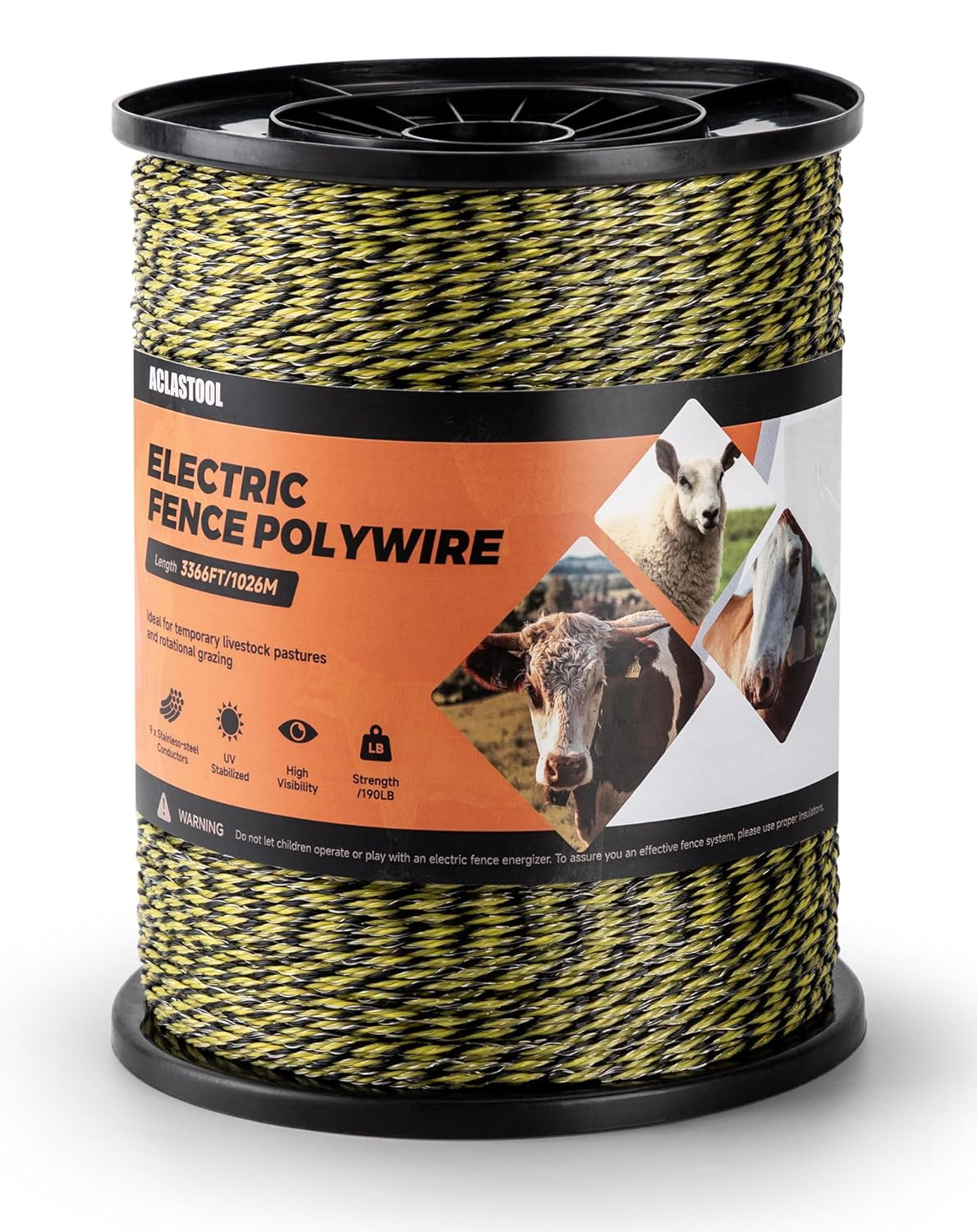 Electric Fence Wire, 3366Ft 1026M, Upgraded 9 Stainless Steel Strands for Reliab