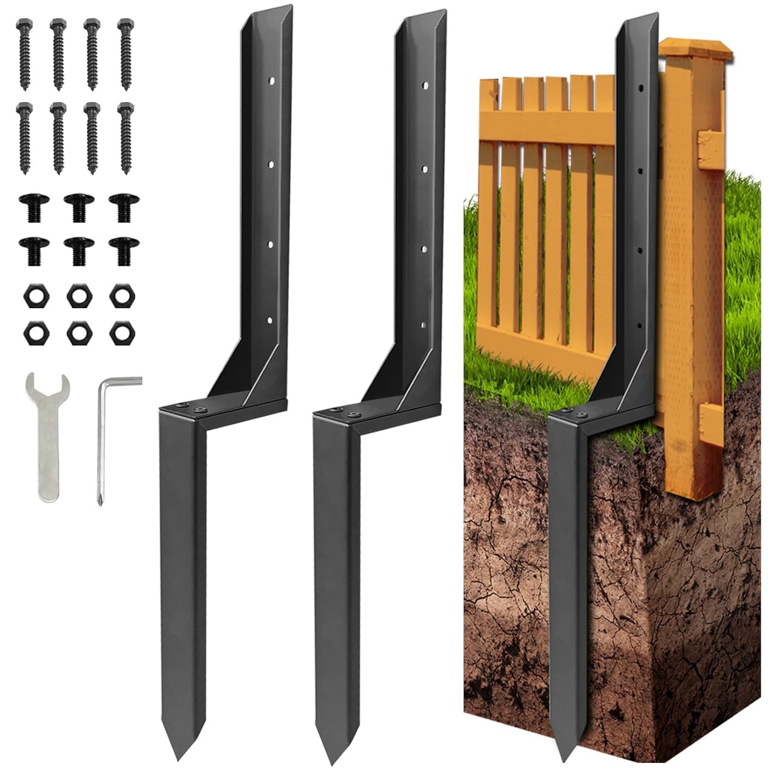 Heavy Duty Fence Post Repair Kit with Thickened Heavy Duty Fence Post Anchor