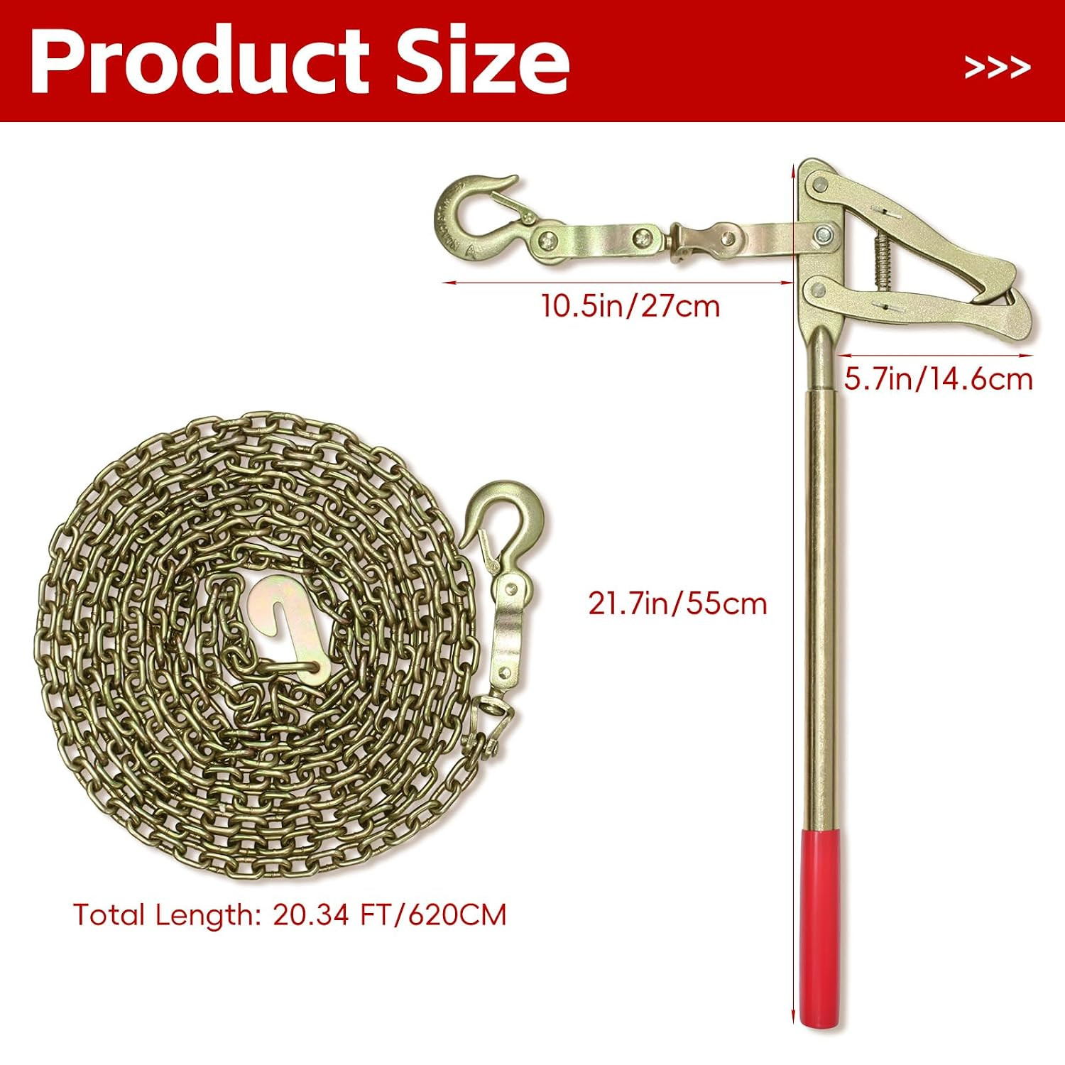 Heavy Duty Galvanized Steel Wire Fence Stretcher Tool, Wire Tensioner with 20FT