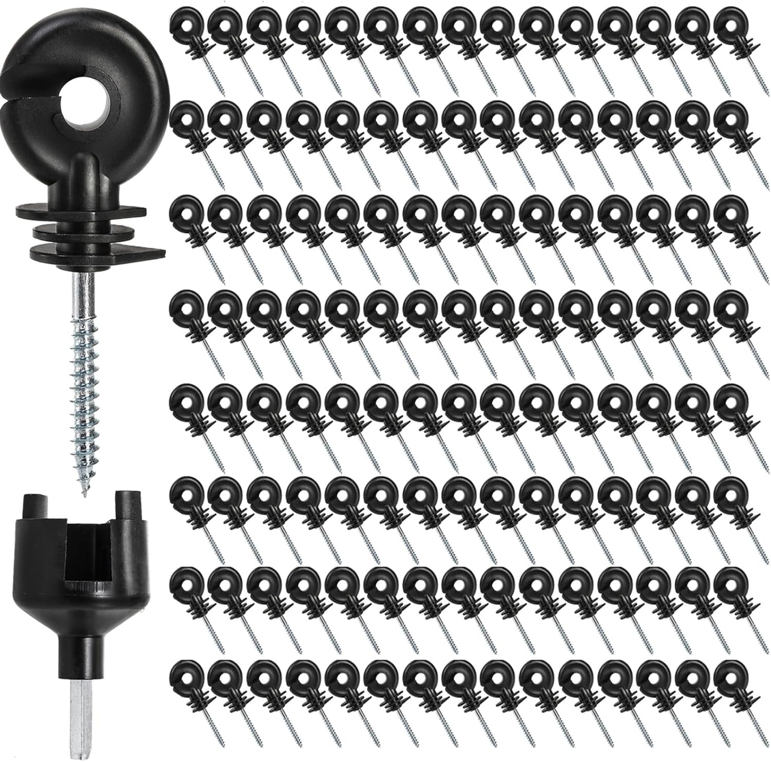 120 Pack Electric Fence Insulator, Fence Ring Post Insulator, Screw-In Insulator