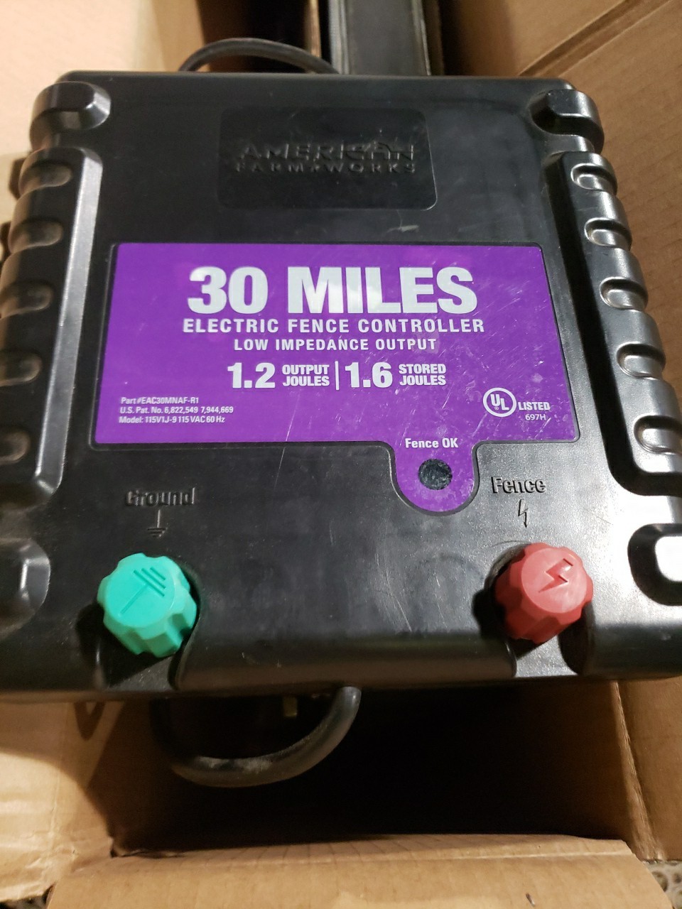 American Farm Works Electric Fence Controller 30 Miles 1.2 Joules 1.6 Stored