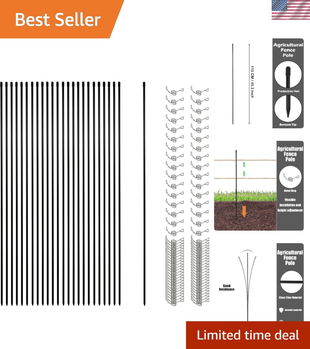 Sturdy 25 Pcs Electric Fence Stakes for Livestock & Garden – Easy Installation