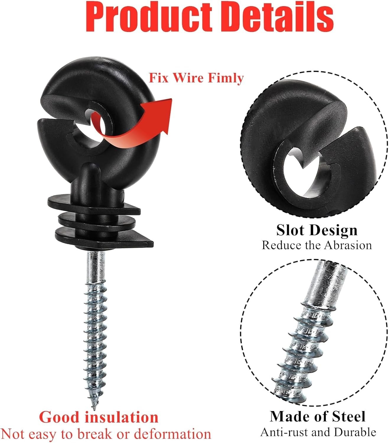 120 Pack Electric Fence Insulators Screw In Ring Post Wood Post Farm Fencing…