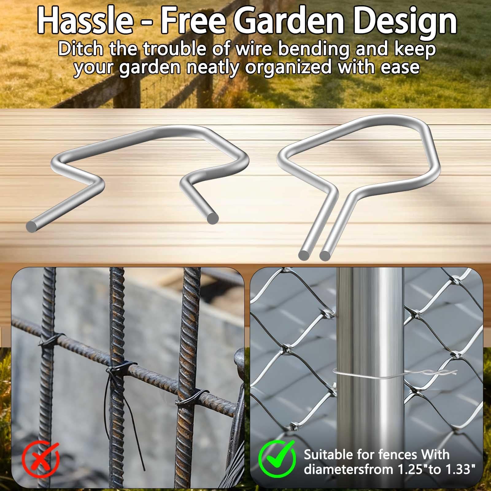 400 Pcs T Post Fence Clips 11 Gauge Galvanized Steel Wire Ties with Drill Chuck