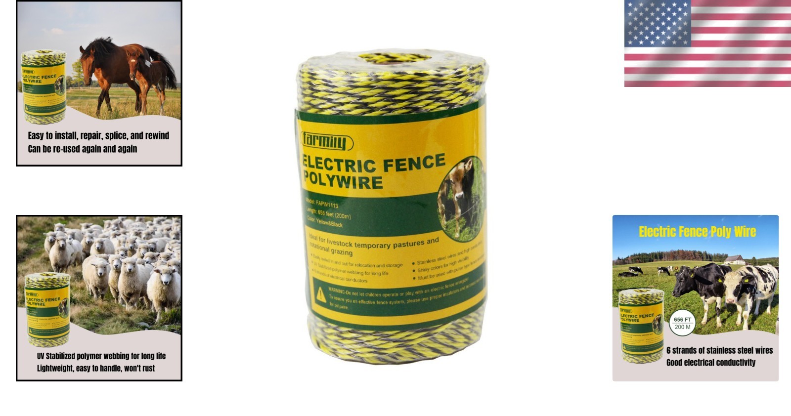 Reliable 656ft Electric Polywire for Livestock – UV Treated & High Visibility