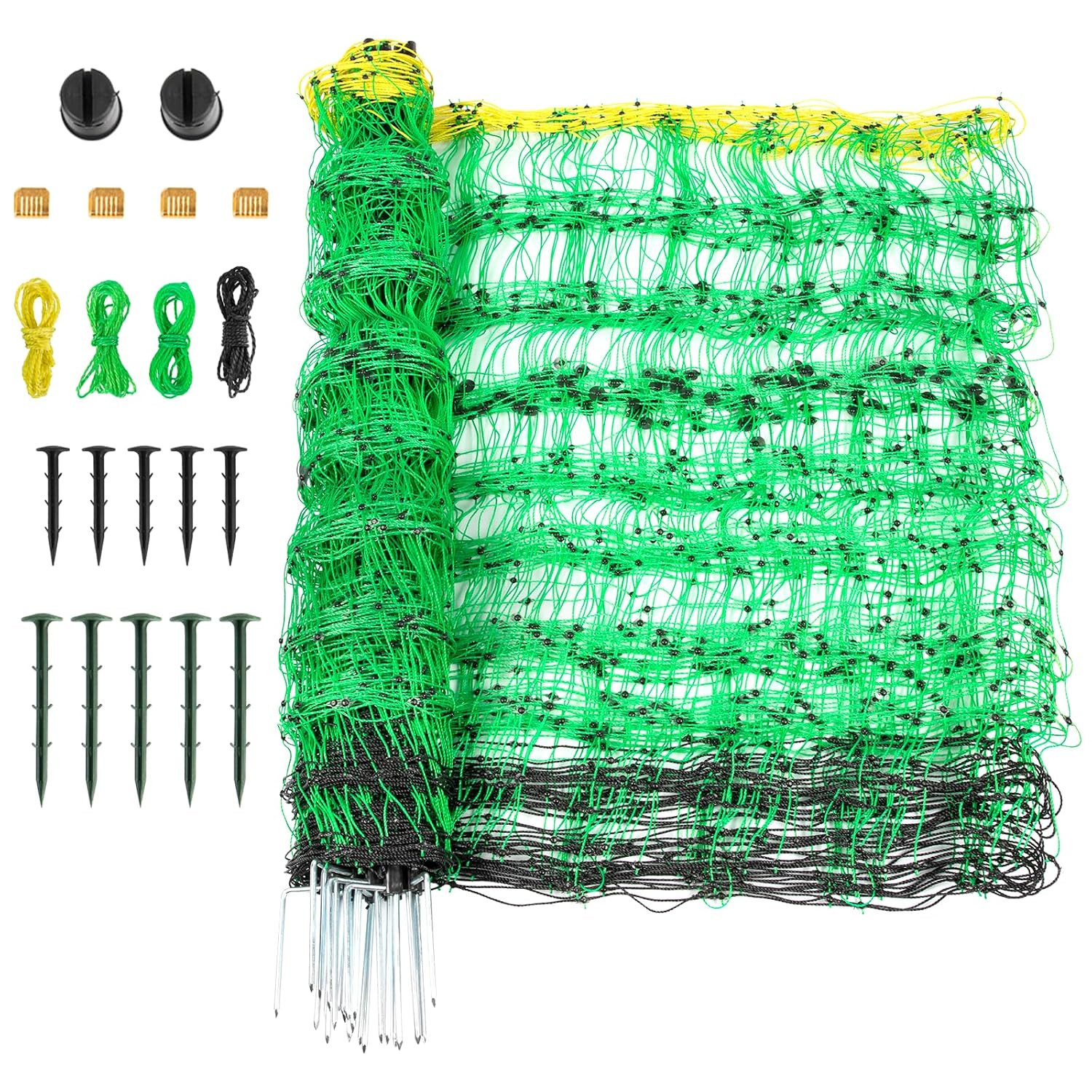 Electric Fence Netting, 49.6″ H x 164′ L, PE Net Fencing Kit with 14 Posts Doubl