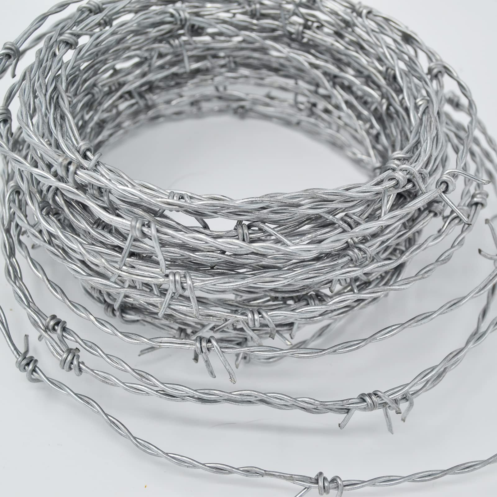YAGJIA Barbed Wire 50 Ft, 4 Point Barbed Wire Fence, Hot-Dip Galvanized Barb …