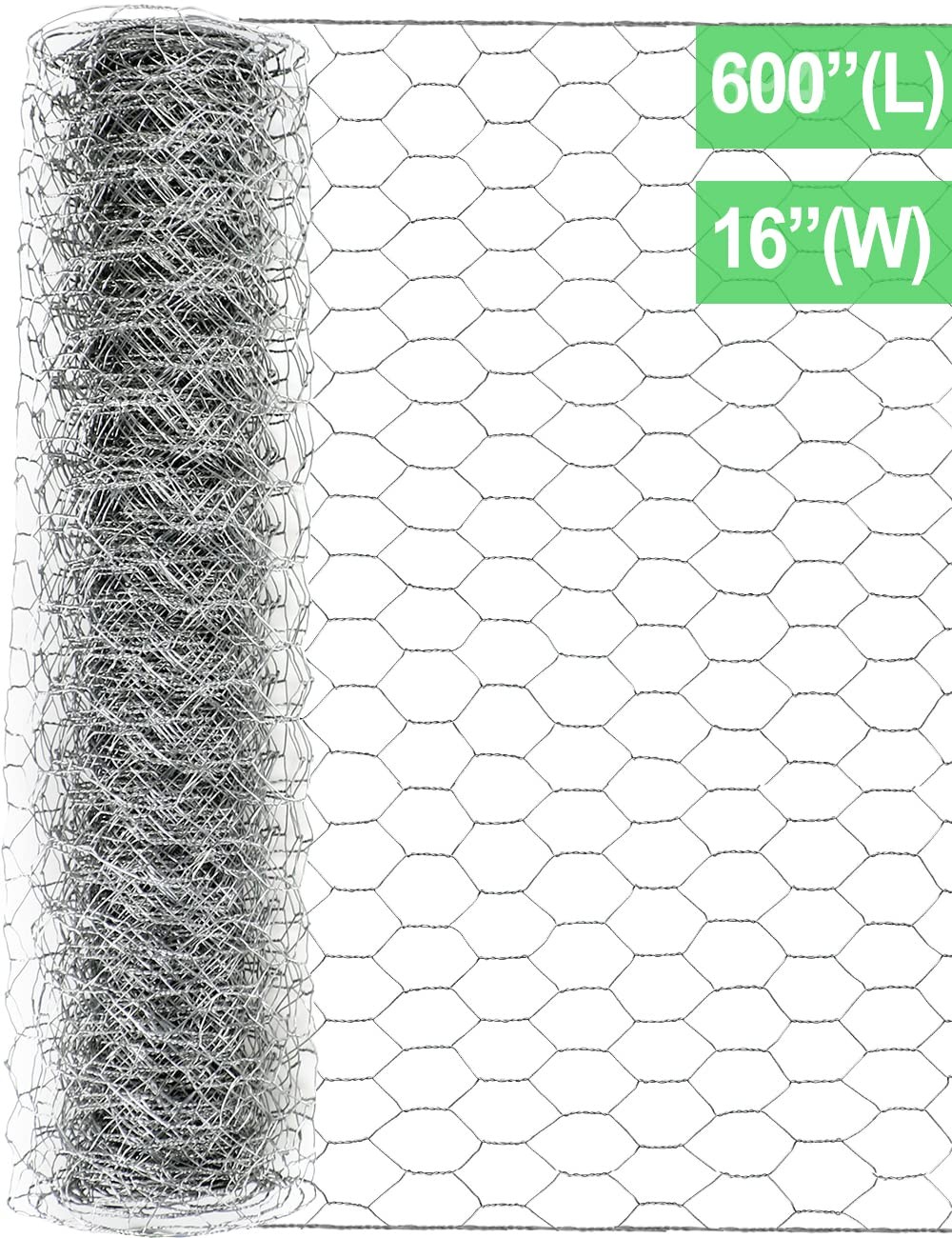 Chicken Wire 16” x 600”(40cm x 15m), Outdoor Anti-Rust Hexagonal Galvanized…