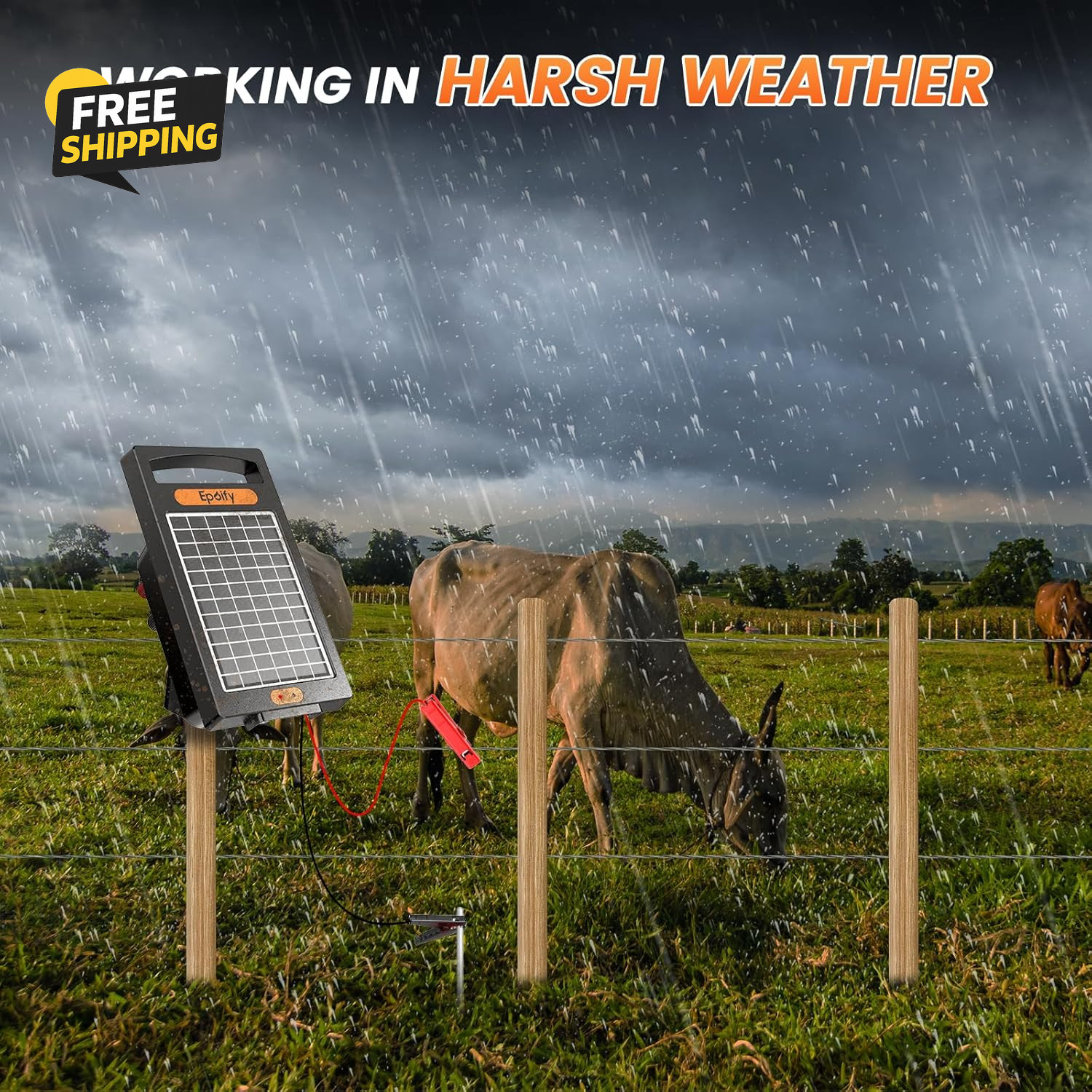 Electric Fence Charger 10200V 10 Miles 24 H Solar Electric Fence Charger 0.18J