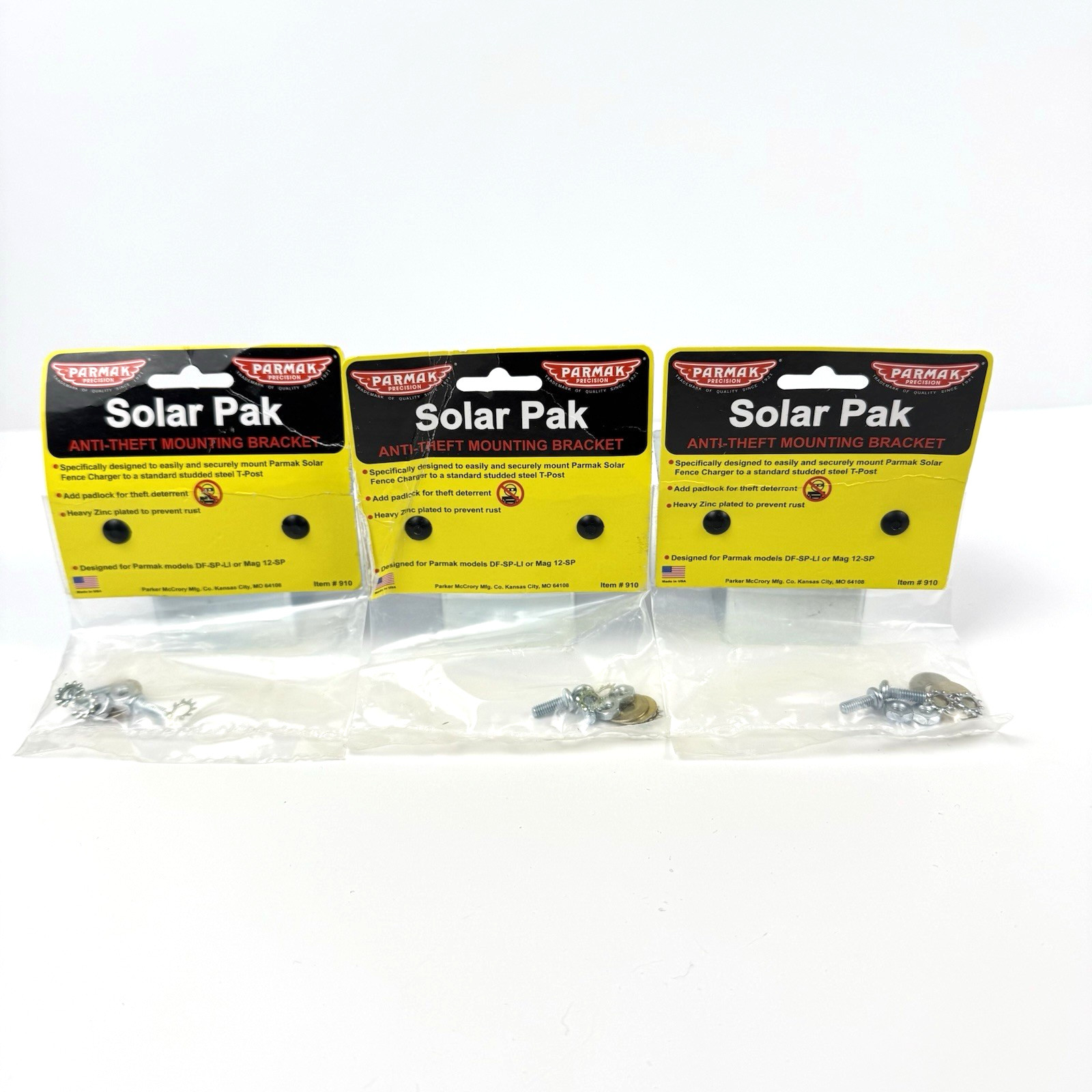 Parmak Solar-Pak Mounting Bracket Silver (Pack of 3) Anti Theft Solar Fence Post
