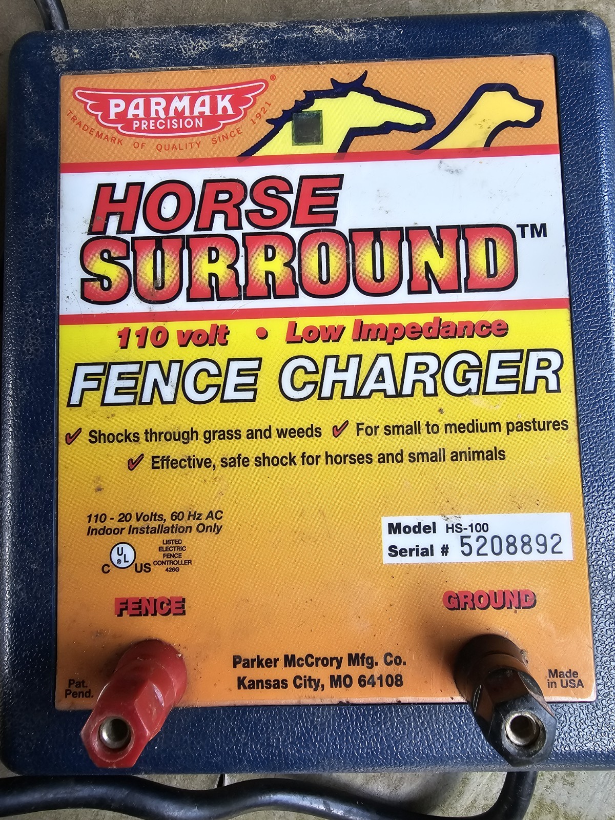 Parmak Horse Surround Low Impedance 110 Volt 60 Hz AC Electric Fence Charger