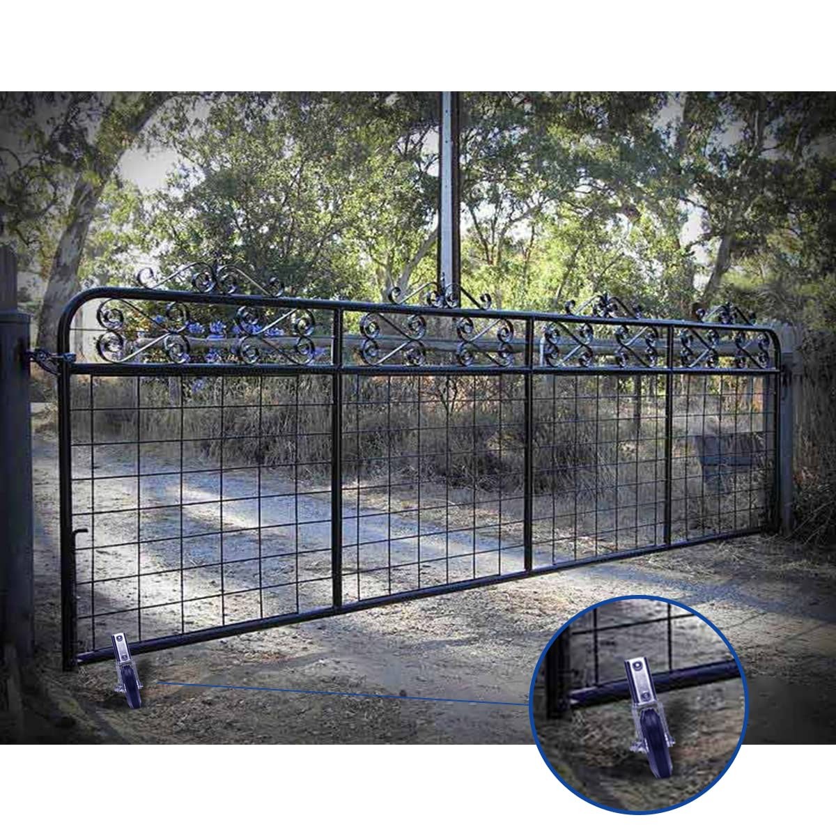 Gate Wheel Supporting Swing 1-5/8″ Thru 2-1/8″ Frames Support Metal Tube Chain