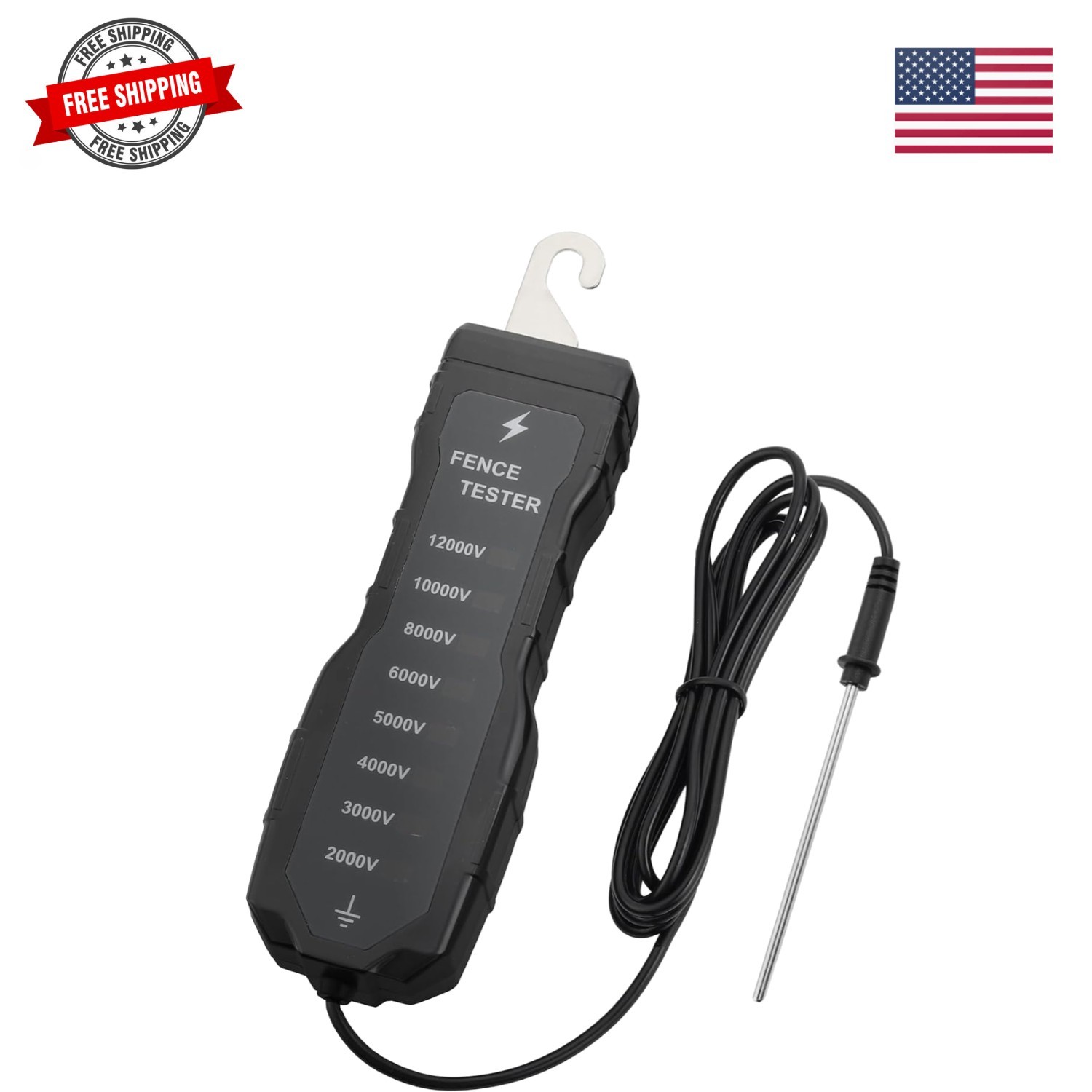 Electric Fence Tester, 2000V-12000V Fence Voltage Tester with 8 Neon Lights, …