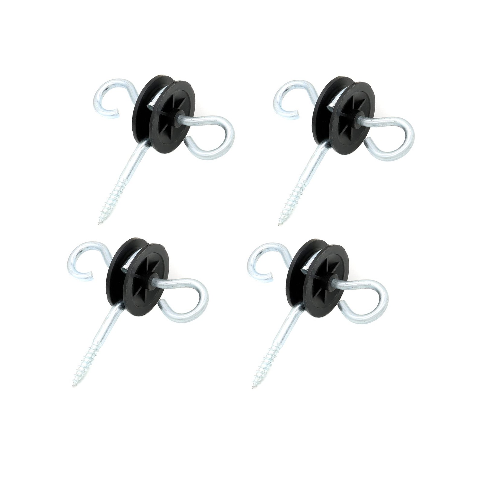 2 Rings Electric Fence Screw-in Gate Handle Anchor, Black, 4